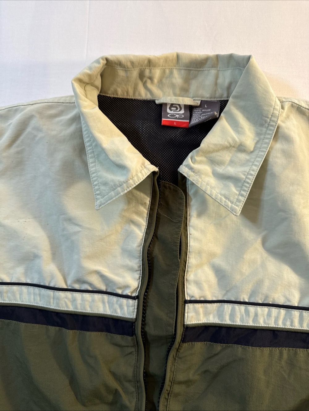 OP Olive & Cream Colorblock Zip Windbreaker - Picture 2 of 12